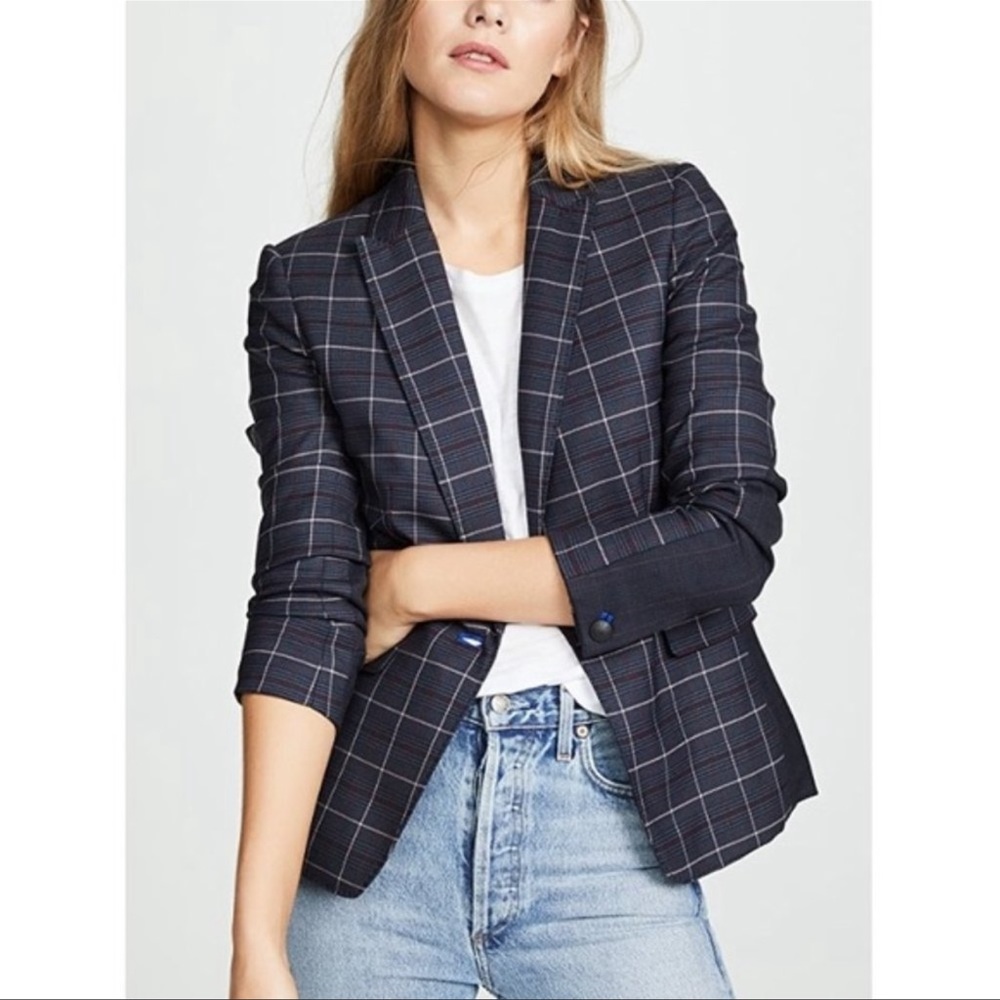 Rag & Bone navy plaid blazer size 6 like new